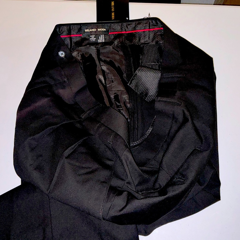 Milano Moda Men’s Dress Pants Black 44/34 - Picture 4 of 16